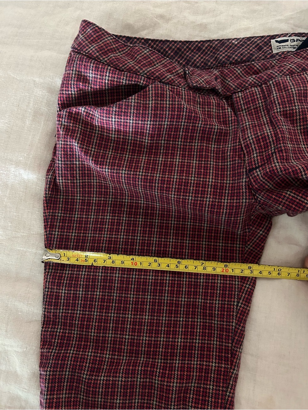 GAS Collection Plaid Capri Pants Waist 26 Low Rise Buckle Hem Y2K - Picture 16 of 16